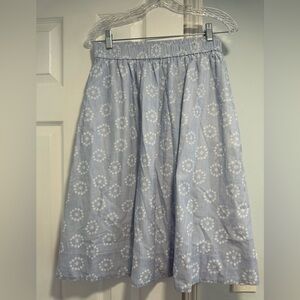 1901 Gray Blue A-Line Smocked Midi Skirt
